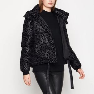 BCBG Generation Hooded Midweight Puffer Animal-print Jacket S